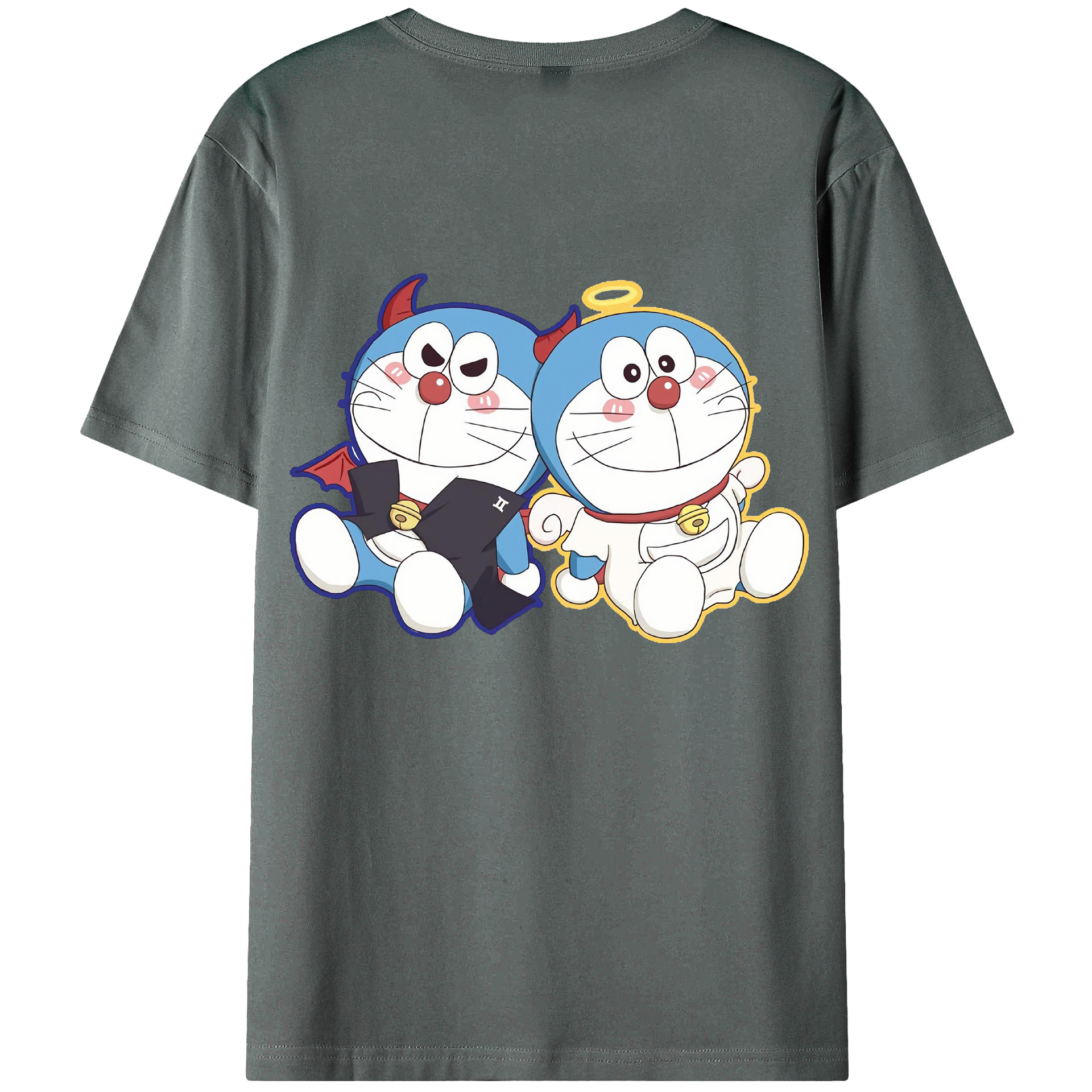 （画像用） ドラえもん Doraemon 綿100％ メンズ半袖Tシャツ（バックプリント） 通気性
